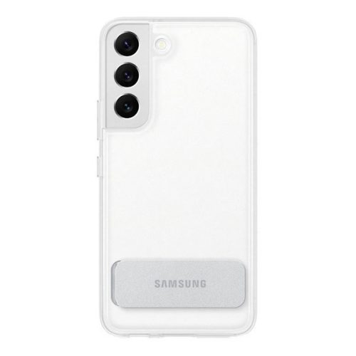 Samsung Galaxy S22 5G SM-S901, Műanyag hátlap védőtok, dupla rétegű, gumírozott, kitámasztóval, átlátszó, gyári