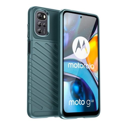 Motorola Moto G22 / E32 / E32s, Szilikon tok, közepesen ütésálló, domború csíkos minta, zöld