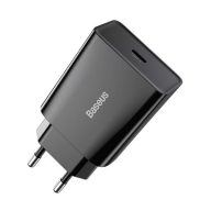   Hálózati töltő adapter, 20W, USB Type-C aljzat, gyorstöltés, PD, Baseus Speed Mini, fekete