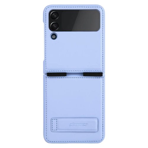 Samsung Galaxy Z Flip3 5G SM-F711B, Műanyag hátlap védőtok, bőrhatású hátlap, kitámasztóval, Nillkin Qin Vegan, lila