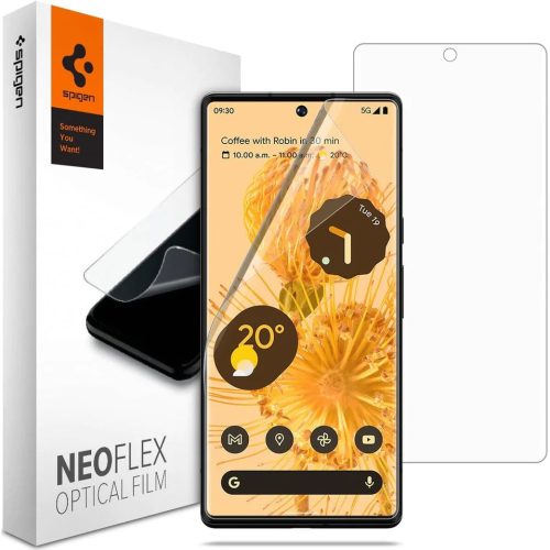 Google Pixel 6 Pro, Kijelzővédő fólia (az íves részre is!), Spigen Neo Flex Optical Film, Clear Prémium, 2 db / csomag