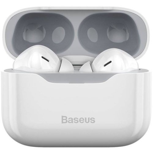 Bluetooth sztereó fülhallgató, v5.1, TWS, töltőtok, érintés vezérlés, zajszűrővel, Baseus Simu S1, fehér