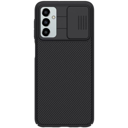 Samsung Galaxy M23 5G SM-M236B, Műanyag hátlap védőtok, közepesen ütésálló, kamera védelem, csíkos minta, Nillkin CamShield, fekete