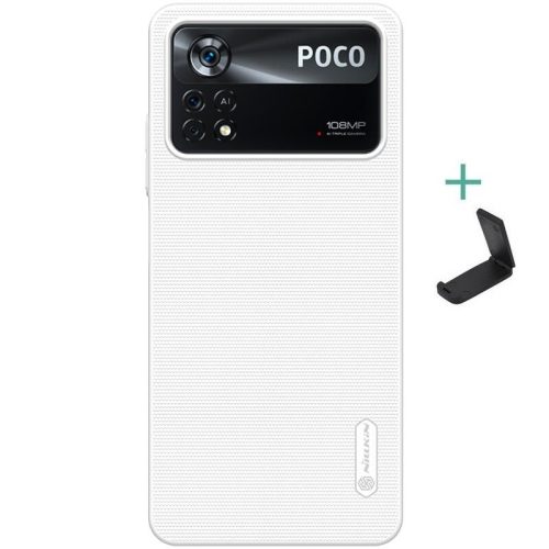 Xiaomi Poco X4 Pro 5G, Műanyag hátlap védőtok, stand, Nillkin Super Frosted, fehér