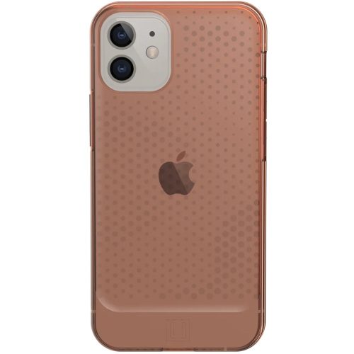 Apple iPhone 12 Mini, Szilikon tok, közepesen ütésálló, légpárnás sarok, pont minta, UAG Lucent, áttetsző/narancssárga