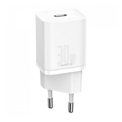 Hálózati töltő adapter, 30W, USB Type-C aljzat, gyorstöltés, Baseus Super SI 1C, fehér