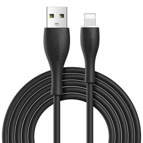USB töltő- és adatkábel, Lightning, 100 cm, 2400 mA, törésgátlóval, gyorstöltés, Joyroom Bowling M8, S-1030M8, fekete