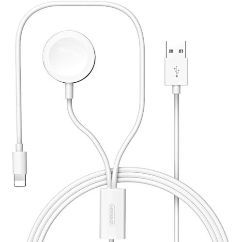 USB töltő- és adatkábel 2in1, Lightning, Apple Watch mágneses töltővel, 150 cm, 3000 mA, Joyroom, S-IW002S, fehér