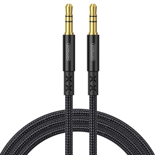Audió kábel, 2 x 3,5 mm jack, 100 cm, cipőfűző minta, Joyroom A1, SY-10A1, fekete