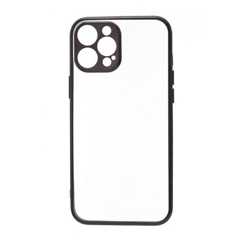 Apple iPhone 12 Pro, Szilikon tok, közepesen ütésálló, légpárnás sarok, fémhatású keret, Joyroom New Beauty, átlátszó/fekete