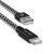 USB töltő- és adatkábel, Lightning, 300 cm, 2100 mA, cipőfűző minta, gyorstöltés, Dux Ducis K-ONE, fekete/fehér