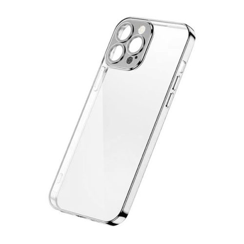 Apple iPhone 13, Műanyag hátlap védőtok, fém keret, közepesen ütésálló, Joyroom Chery Mirror, átlátszó/ezüst