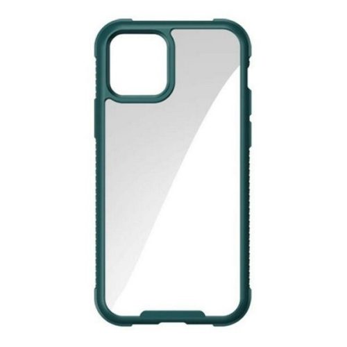 Apple iPhone 12 / 12 Pro, Műanyag hátlap védőtok, szilikon keret, közepesen ütésálló, Joyroom Frigate Series, átlátszó/sötétzöld