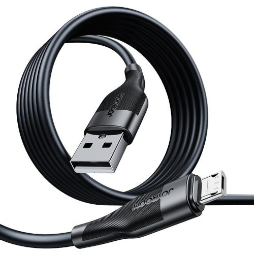 USB töltő- és adatkábel, microUSB, 100 cm, 3000 mA, törésgátlóval, gyorstöltés, Joyroom M12, S-1030M12, fekete