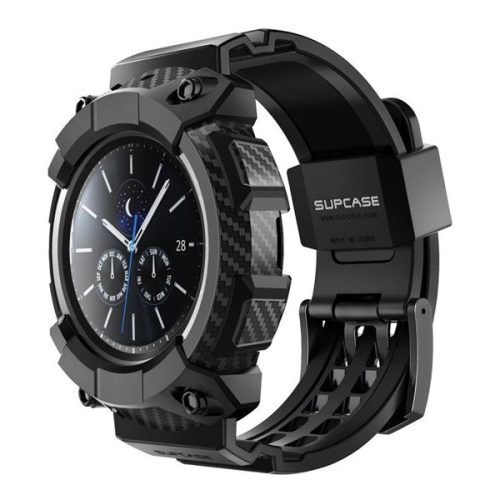 Samsung Galaxy Watch 3 (45mm) SM-R840 / R845, Műanyag + szilikon védőkeret, közepesen ütésálló, SupCase Unicorn Beetle Pro, fekete