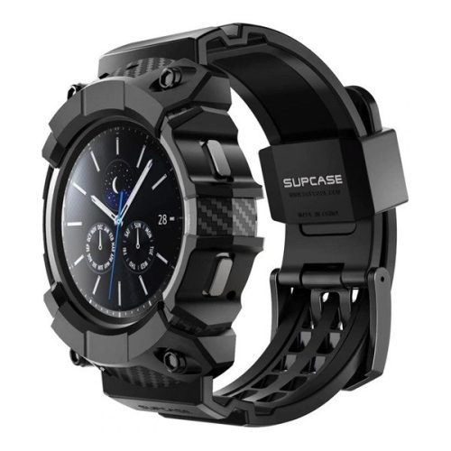 Samsung Galaxy Watch 4 / 5 (44mm) SM-R870 / R915F, Műanyag + szilikon védőkeret, közepesen ütésálló, SupCase Unicorn Beetle Pro, fekete