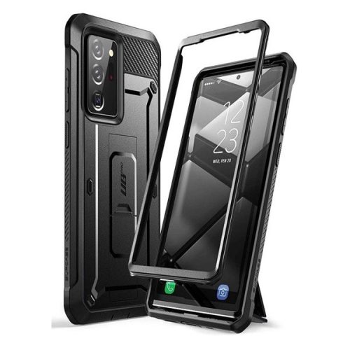 Samsung Galaxy Note 20 Ultra / 20 Ultra 5G SM-N985 / N986, Műanyag hátlap védőtok, közepesen ütésálló, telefontartó gyűrű, kitámasztóval, övre fűzhető, SupCase Unicorn Beetle Pro, fekete