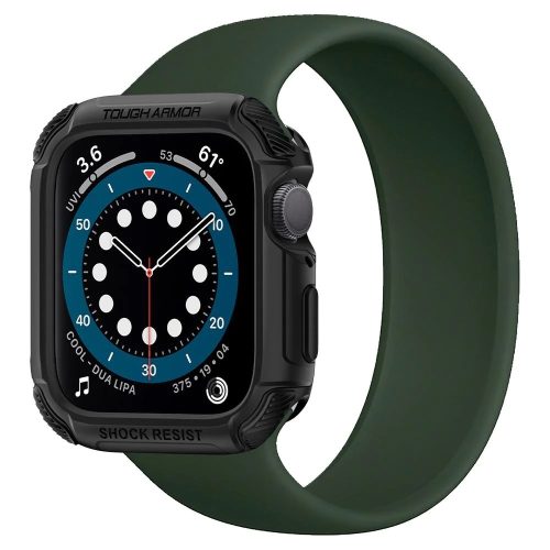 Apple Watch 4-6, SE (44mm), Műanyag védőkeret, szíj nélkül, közepesen ütésálló, Spigen Tough Armor, fekete