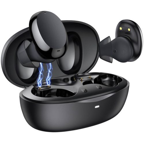 Bluetooth sztereó fülhallgató, v5.0, TWS, töltőtok, érintés vezérlés, vízálló, Baseus Encok W11, fekete
