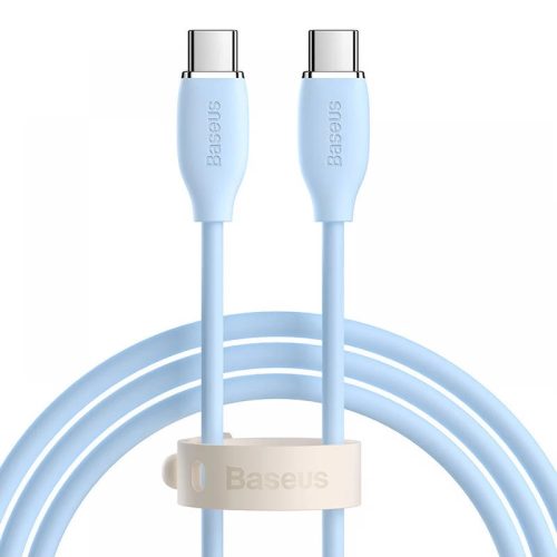 USB Type-C töltő- és adatkábel, USB Type-C, 120 cm, 5000 mA, 100W, gyorstöltés, Baseus Jelly Liquid Silica Gel, CAGD030003, világoskék