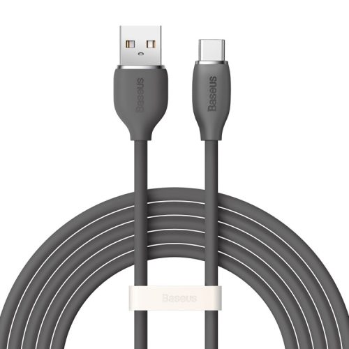 USB töltő- és adatkábel, USB Type-C, 200 cm, 100W, gyorstöltés, PD, Baseus Jelly Liquid Silica Gel, CAGD010101, fekete