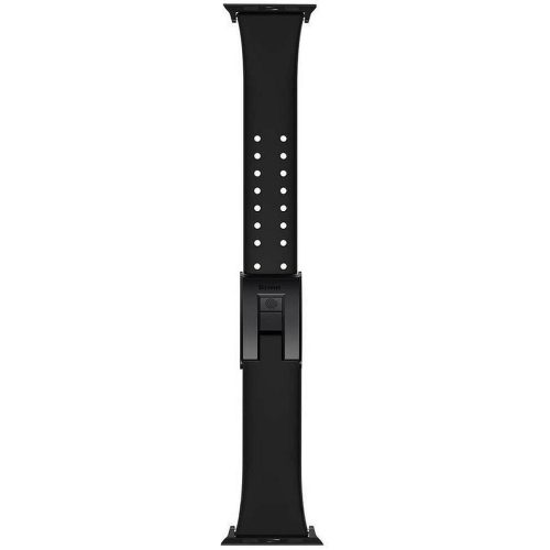 Apple Watch 3-6, SE (42 / 44 mm), szilikon pótszíj, állítható, légáteresztő, Baseus Slip-Thru, fekete