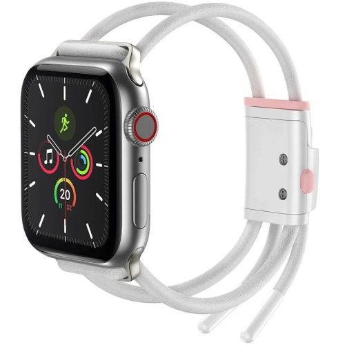 Apple Watch 3-6, SE (38 / 40 mm), textíl pótszíj, állítható, légáteresztő, Baseus Lets Go, fehér