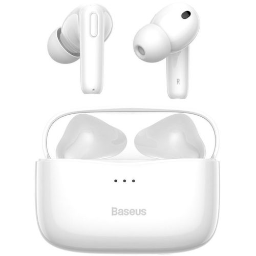 Bluetooth sztereó fülhallgató, v5.0, TWS, töltőtok, érintés vezérlés, zajszűrővel, LED-es, Baseus Simu S2, fehér