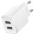 Hálózati töltő adapter, 10.5W, 2 x USB aljzat, gyorstöltés, Baseus Compact, fehér