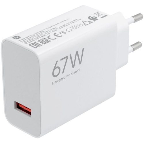 Hálózati töltő adapter, 67W, USB aljzat, gyorstöltés, Xiaomi, fehér, gyári