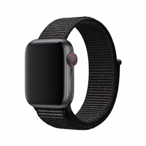 Apple Watch 1-6, SE (38 / 40 mm) / Watch 7-8 (41 mm), textíl pótszíj, szilikon keret, állítható, Devia Delux Sport3, fekete