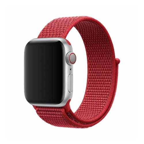 Apple Watch 1-6, SE (42 / 44 mm) / Watch 7-8 (45 mm) / Watch Ultra (49 mm), textíl pótszíj, szilikon keret, állítható, Devia Delux Sport3, piros