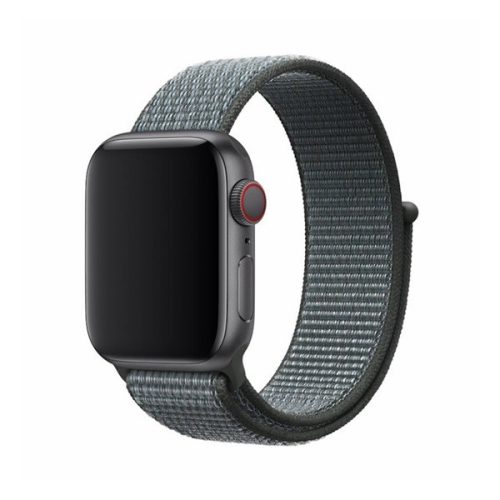 Apple Watch 1-6, SE (38 / 40 mm) / Watch 7-8 (41 mm), textíl pótszíj, szilikon keret, állítható, Devia Delux Sport3, sötétszürke