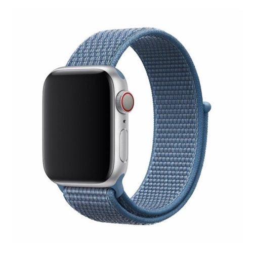 Apple Watch 1-6, SE (42 / 44 mm) / Watch 7-8 (45 mm) / Watch Ultra (49 mm), textíl pótszíj, szilikon keret, állítható, Devia Delux Sport3, kék