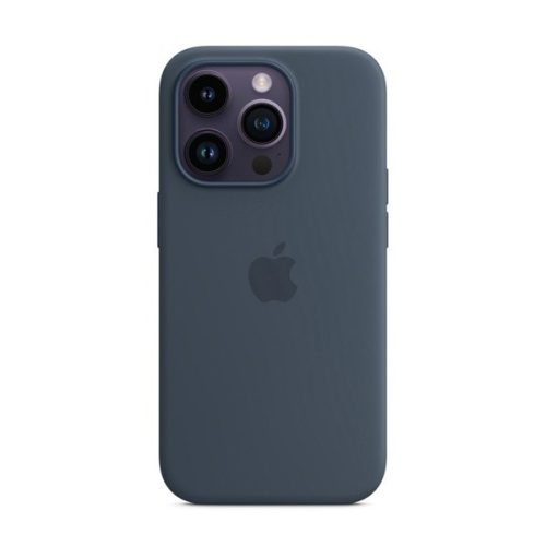 Apple iPhone 14 Pro, Szilikon tok, Magsafe kompatibilis, sötétkék, gyári