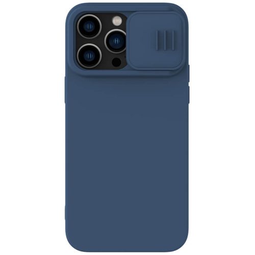 Apple iPhone 14 Pro, Szilikon tok, közepesen ütésálló, kamera védelem, Magsafe töltővel kompatibilis, Nillkin CamShield Silky Magnetic, kék