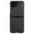Samsung Galaxy Z Flip4 SM-F721B, Műanyag hátlap védőtok, bőrhatású hátlap, kitámasztóval, Nillkin Qin Vegan, fekete