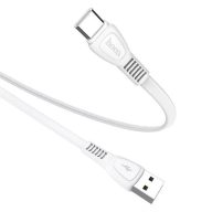   USB töltő- és adatkábel, USB Type-C, 100 cm, 2400 mA, törésgátlóval, lapos, Hoco X40 Noah, fehér