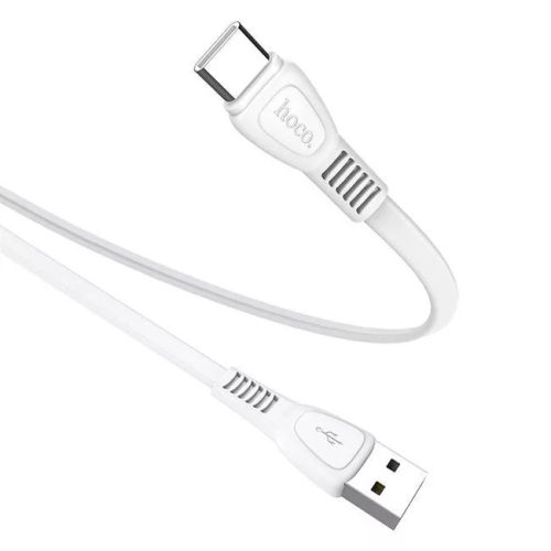 USB töltő- és adatkábel, USB Type-C, 100 cm, 2400 mA, törésgátlóval, lapos, Hoco X40 Noah, fehér