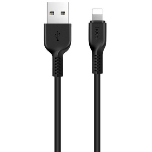 USB töltő- és adatkábel, Lightning, 100 cm, 2400 mA, törésgátlóval, Hoco X13 Easy, fekete