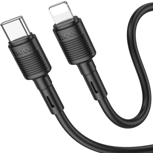 USB Type-C töltő- és adatkábel, Lightning, 100cm, 20W, gyorstöltés, PD, Hoco X83 Victory, fekete