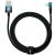 USB töltő- és adatkábel, Lightning, 200 cm, 2400mA, 20W, gyorstöltés, 90 fokos/derékszögű, cipőfűző minta, Baseus MVP 2, CAVP000121, fekete/kék