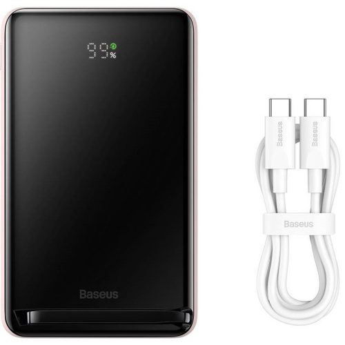 Külső akkumulátor, 10000 mAh, 20W, Telefonhoz és TabletPC-hez, USB Type-C aljzat, USB Type-C kábel, LED kijelző, Magsafe kompatibilis töltővel, gyorstöltés, Baseus Magnetic, PPCX000204, rózsaszín