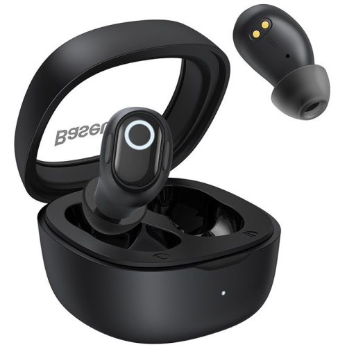 Bluetooth sztereó fülhallgató, v5.3, TWS, töltőtok, Baseus Bowie WM02, fekete