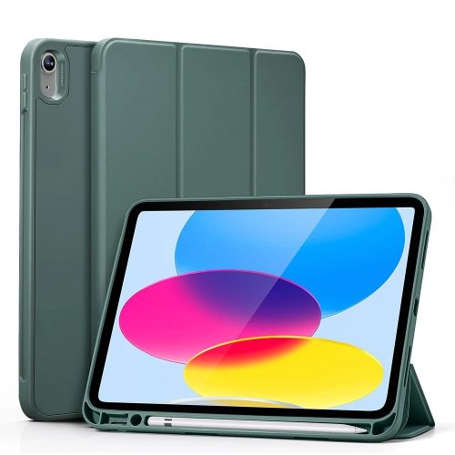 Apple iPad 10.9 (2022), mappa tok, Smart Case, Apple Pencil tartóval, ESR Rebound Pencil, sötétzöld