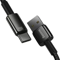   USB töltő- és adatkábel, USB Type-C, 100 cm, 100W, gyorstöltés, QC, Baseus Tungsten Gold, CAWJ000001, fekete