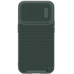   Apple iPhone 14 Pro, Műanyag hátlap védőtok, szilikon keret, kamera védelem, Magsafe töltővel kompatibilis, 3D minta, Nillkin Textured S Magnetic, sötétzöld