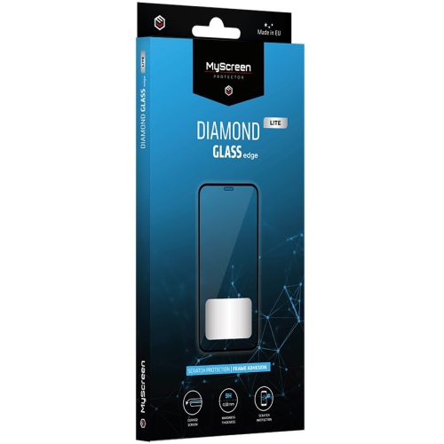 OnePlus Nord N100, Kijelzővédő fólia, ütésálló fólia (az íves részre is!), Diamond Glass (Edzett gyémántüveg), Full Glue, MyScreen Protector Edge Lite, fekete