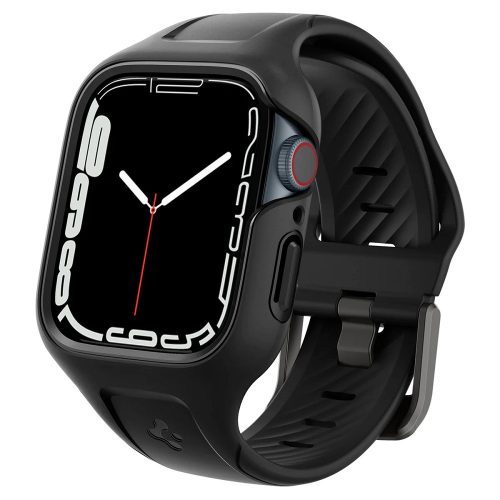 Apple Watch 7-8 (41mm), Szilikon védőkeret és szíj, Spigen Liquid Air Pro, fekete