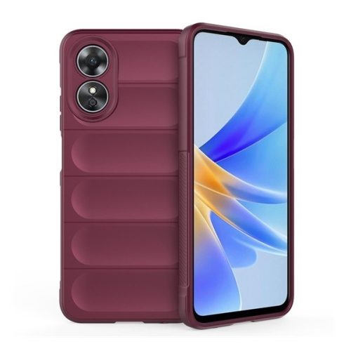 Oppo A17, Szilikon tok, közepesen ütésálló, 3D minta, bordó